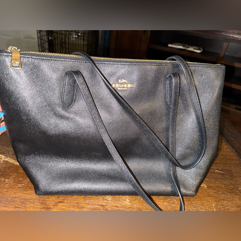Coach Black Leather Tote Bag